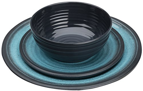 Flamefield GA0112 Granite 12 Piece Melamine Dining Set - Aqua