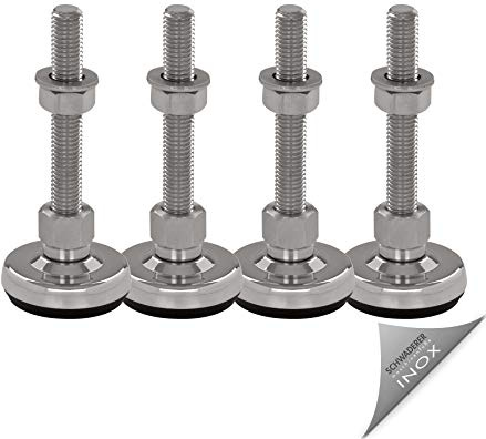 Schwaderer Maschinenfüße/Stellfüße/Nivelllierfüße/Gelenkfüße, höhenverstellbar SFE 50, 4er-Set, Ø 50mm, Edelstahl, Gewindegrößen M8-M30, (M8x50)