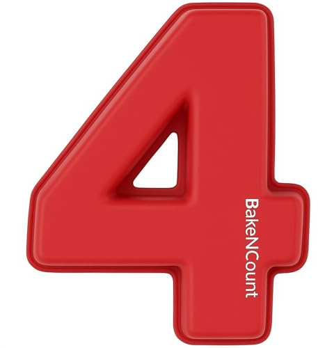 BakeNCount Silikon Zahlen Backform – Zahlenkuchen-Formen für Geburtstag & Jubiläum – BPA-frei, backofenfest, spülmaschinenfest – Number Cake (Zahl 4)