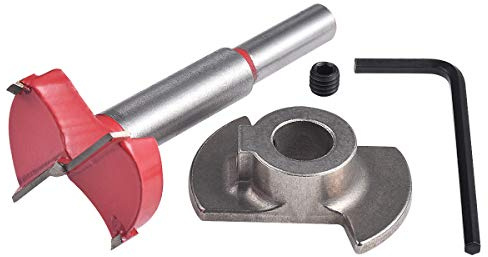 KATUR Forstner-Bohrer, 35mm langlebiger Hartmetall-Hartmetall-Scharnierbohrer und verstellbarer Bohrschlüssel, Bohreröffner zum Bohren von Holz, Kunststoffsperrholz mit rundem Schaft