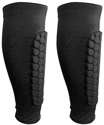 Wallfire Sport Schienbeinschutz für Männer & Frauen, ein Paar Professionelle Wadenschutz-Kompressionsmanschette Crashproof Schienbeinschoner für Fußball, Basketball, Radfahren, Klettern