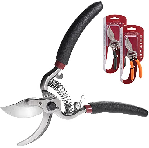 S. Kunde & Sohn Germany – die leichteste geschmiedete Gartenschere 2ER-Set 2X SKS6 – ergonomisches Design – Bypass – Rosen-Rebschere – ∅20mm – kompl. beschichtet, rostfrei