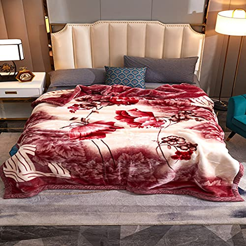 Zoomlie Raschel 100% Polyesterfaser, Plüsch-Fleecedecke, King-Size, Verdickte Doppelschicht Warme Gemütliche Flauschige Decke für Schlafzimmer Wohnzimmer Winter Einzelbett Doppelbett (Stil