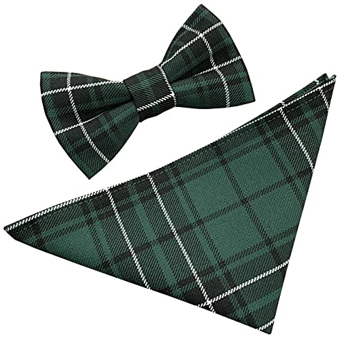 Herren Maclean Green Tartan Schottenkaro Fliege und Einstecktuch Set, Grün , Einheitsgröße