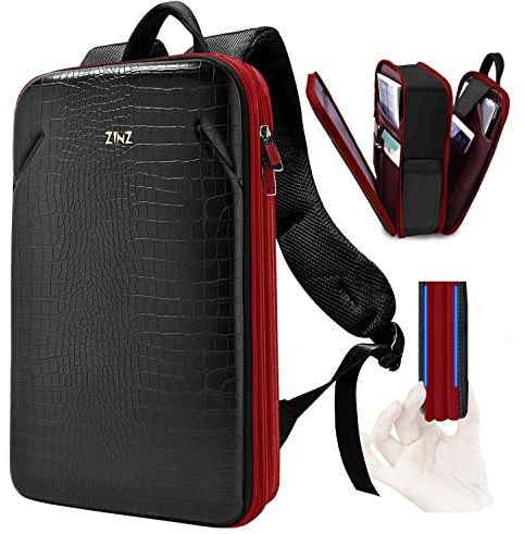 Sacs à Dos Ordinateur Portable 15,6 Pouces avec Capacité Variable et Port de Charge USB, Antivol, Imperméable pour affaires, Voyage, Coque One-pices Jamais Déformation -Noir rouge