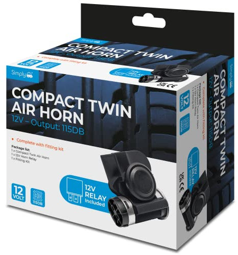 Simply Auto HN54 12V Compact Air Horn Universal Fit With Single Bolt Fixing, black