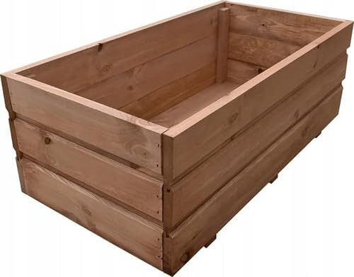 FKL DESIGN Home Deco Jardinière en Bois pour Pots de Fleurs, Jardin, terrasse, prête à Monter, 80 cm x 40 cm x 30 cm, D28 (Teck)
