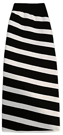BUJNIE Falda midi de punto a rayas larga elegante de cintura alta para mujer Primavera Otoño Invierno Faldas Estilo