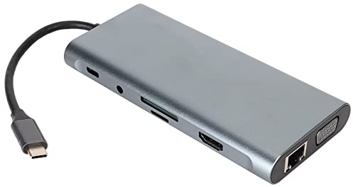 Yunseity USB C Hub, 11 en 1 USB C a 4K 30Hz HDMI VGA Port Multiport Adapter, 5Gbps USB C Dongle para Win 10, 8, 7, XP, Vista, Chrome OS, etc.
