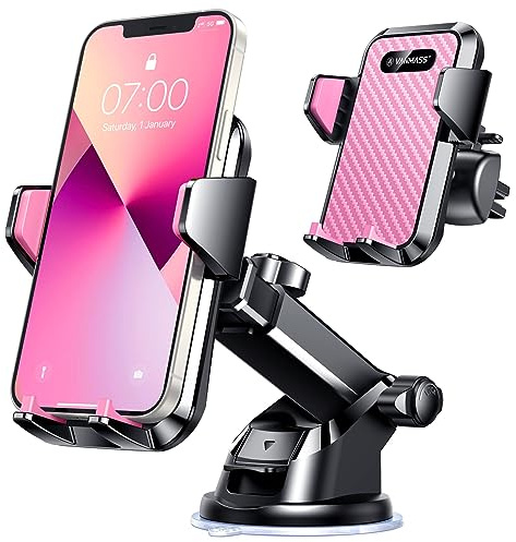 VANMASS Handyhalterung Auto Lüftung hellrot Handy Halterung Auto 4 in 1 Saugnapf Handyhalter Auto 100% Kratzschutz Smartphone Halterung Auto Innentürgriffe für iPhone 17 pro Samsung Huawei mate 70 pro