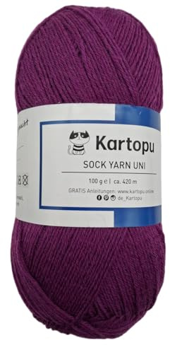 Sockenwolle 4 fädig uni/Farbauswahl 100gr einfarbige Strumpfwolle / 420m LL – 100gr / filzfrei/Ökotexzertifiziert (grapjuice)