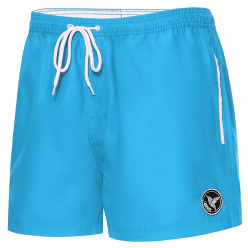 Ladeheid badbyxor herr med fickor bekväma simbyxor strandbyxor badmode för män vattenavvisande och snabbtorkande badshorts herr för simning strand eller pool LA40-199, Ljusblå, XL