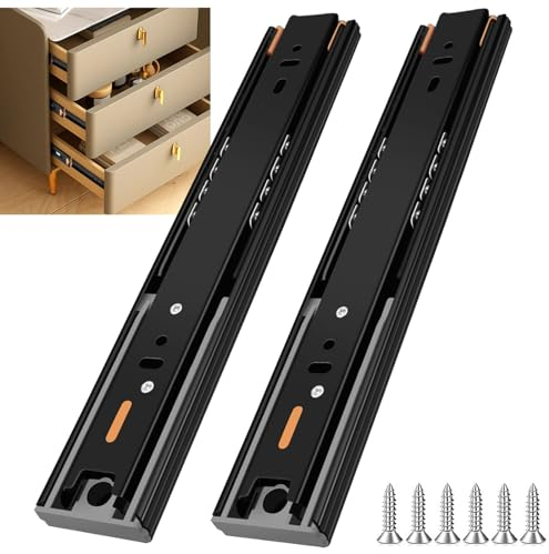 WXXSHGDW 1 Paar Push-to-Open Schubladenschienen, Soft-Close-Schubladenführungen für Kommoden, Seitliche Montage, Kugellager, Vollauszug, Schrank-Schubladenführungen, 50 Kg Tragkraft (Size : 45cm/18in