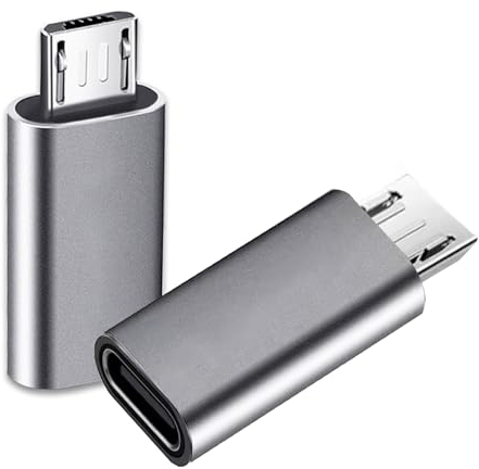 iJiZuo 2Pack USB C Female to Micro USB Male Adapter, Compatible with Galaxy S7/S7 Edge, Nexus 5/6 and Micro USB Devices - Grey