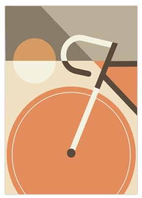 MrTKBooker Fahrrad Bauhaus Poster | Vintage Mid-Century Stil Braun Orange (50x40 cm)