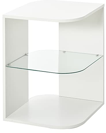 HOMCOM Table d'Appoint Design Contemporain Bout de Canapé Étagère Blanc