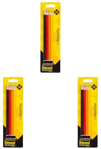 Idena 20004 - Bleistift, 4 Stück, Härte H/HB/B/2H (Packung mit 3)