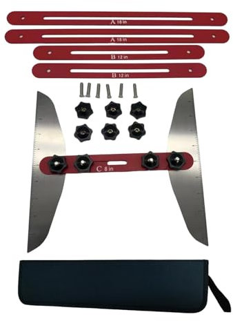 MagiDeal Stair Tread Template Tool, Stair Tread Gauge Tool,Stair Tread Jig Tool, Stair Tread Measuring Tool, Red