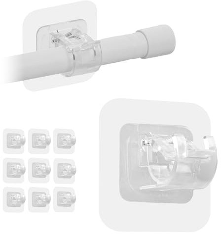 Lium Berg 10 Pz Ganci per Tende Senza Bucare Infissi PVC Autoadesivi - Gancetti Porta Bastoni Tende Senza Forare Adesivi per Finestre (Trasparente)