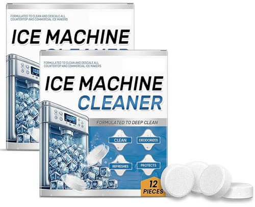 Decalcificante per macchina del ghiaccio, 24 pastiglie per la pulizia della macchina del ghiaccio, compatibili con Frigidge, Opal, rimozione di incrostazioni sicure per controsoffitti, pepite (2