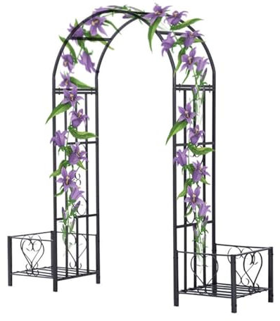 Arche de jardin robuste avec bacs pour plantes grimpantes | Tonnelle tubulaire stéréoscopique | Décoration d'extérieur robuste et durable