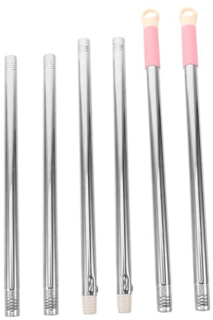 UKCOCO 2 Sets Mop Handle Replacement Stick Stainless Steel Extendable Pole Three-Section Joint 123cm for Home Floor Cleaning and Broom Stick Replacement Random Color