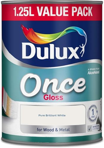 ASA Once Gloss Paint - Wood & Metal Finish - One Coat - No Undercoat - For Trim, Skirting, Doors, Frames & Radiators - Durable - Pure Brilliant White - 1.25L