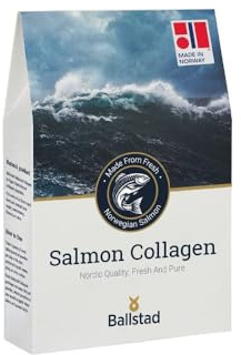 BALLSTAD – Reine Norwegische Lachs-Kollagenpeptide 160g - Lachs Kollagenpulver ohne Zusatzstoffe, ideal zum Einrühren in Getränke & Suppen. Made in Norway. Nachfüllpackung für 1 Monat