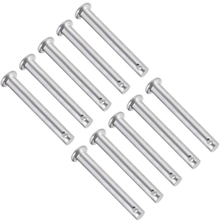 TA-VIGOR 10pcs 6 x 45mm Clevis Pins Single Hole, Zinc-Plated Steel Flat Head Link Hinge Pin Fastener for Mechanical Linkage, Ship Rigging, Fixed Parts