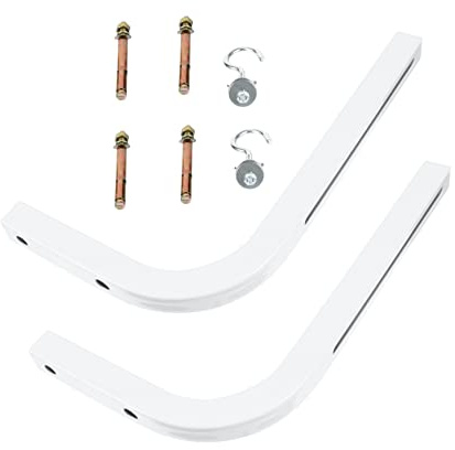 Iron Projector Screen L-bracket Wall Mount Hooks 2pcs White | Adjustable Extension Design, Secure Mounting for Manual Screens, Wood Walls or Television Setups