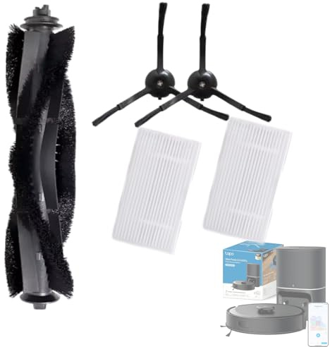 theoutlettablet Rodillo Central, Cepillos Laterales y Filtros Hepa de Repuesto Compatible con Robot Aspirador Tapo RV30 MAX Plus / RV30 / RV20 MAX Plus / RV20