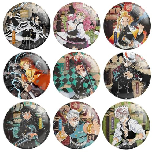Ghost Slayers Figures Distintivo Anime Tinplate Badge Pins Decorazioni - Multicolore 58mm 9 Pezzi