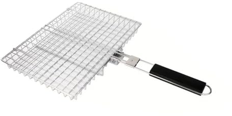 Cesta de cocina profesional de acero inoxidable para barbacoa, 32 cm, con mango largo, ideal para asar en interiores y exteriores, fácil limpieza, accesorios de barbacoa de acero inoxidable