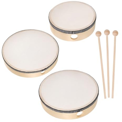 MOTHNUR 6 Piezas Tambores de Mano de Madera Baquetas para Instrumento Musical de Percusión Educativo y Duradero para Fiestas y Desarrollo Infantil