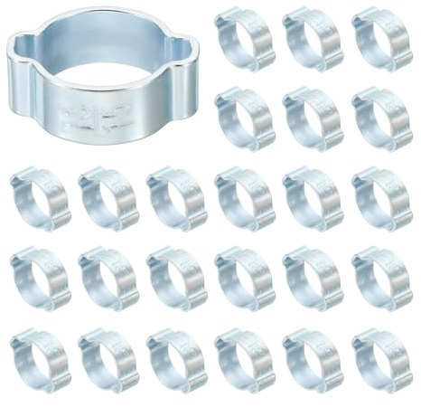PATIKIL 36 Pcs Double Ear Hose Clamp, 13-15mm Zinc Plated Steel O Clip Crimp Rings, Pipe Clamps for Fuel Petrol Pipe Tube Fitting Connections