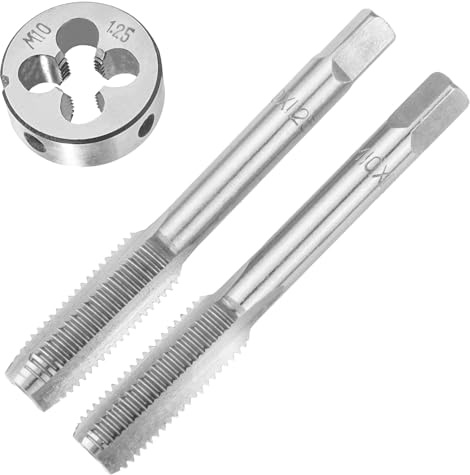 OYSKGNCMW M10X1,25 Handgewindebohrer- und Schneideisensatz, M10X1,25 mm metrisches Gewindehandgewindebohrer und rundes Gewindeschneideisen für die rechte Hand