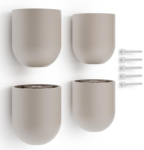 Poliplast - Set da 4 Piedini, Design rotondo per Armadio e Soggiorno, Articolo 750, Verniciato a mano, Colore Beige
