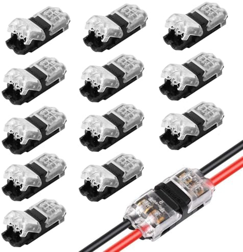 12pcs 2 Way Wire Connectors H2, H Tap 2 Way Connectors - No-Stripping Solderless Electrical Wire Joiners for 0.35–0.5㎡ Single-Core & Multi-Strand Wires, Low Voltage 12V