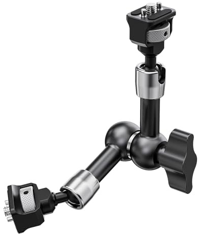Brazo de fricción ajustable resistente con tornillo de 1/4 pulgadas para jaula de cámara réflex digital, luz LED, micrófono, monitor, estabilizador de cámara réflex digital con cabezales de bola