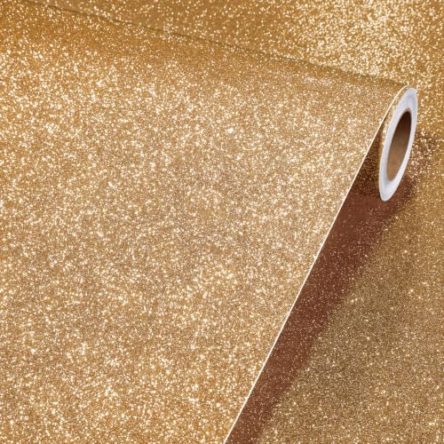 YENHOME Glitzer Tapete Selbstklebende Champagner Klebefolie für Möbel 40x300cm Möbelfolie Selbstklebende Tapeten Wand für Wohnzimmer Schlafzimmer Dekorfolie Möbelfolie Gold Glitzerpapier für Basteln