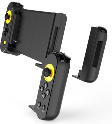 WOHPNLE Manette de jeu Bluetooth sans fil pour téléphone, double contrôleur analogique, contrôleur de jeu mobile ergonomique détachable avec support de téléphone rétractable pour l
