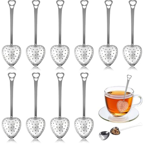 10 Piezas Colador Te,14,3 x 4 cm Filtro Te,Colador de Tea en Forma de Bola,Interesante Infusionador con Asa,Bolas de Té con Agujeros Totales para Preparar Té,Espolvorear Cacao en Polvo y Especias