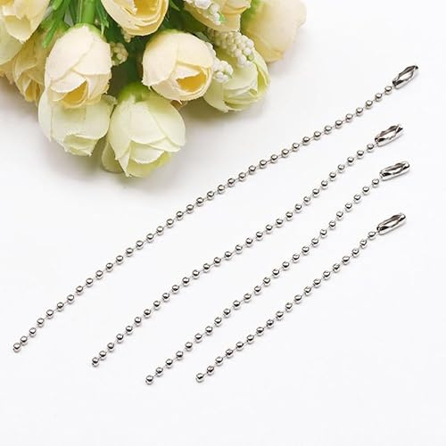 WANYI 100 Stück Kugelkette 20cm Perlen Rollenkette Edelstahl Kugelkette mit Verschluss Schlüsselanhänger Kette Metallkugelkette für Schmuckkette, Schlüsselanhänger, Tag