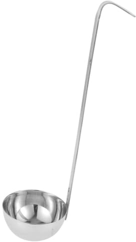 Healvian Cucharón Medidor de Acero Inoxidable Mango Gancho y Carcasa Engrosada, Herramienta para Servir y Medir Porciones en Cocina y Servicio de Alimentos