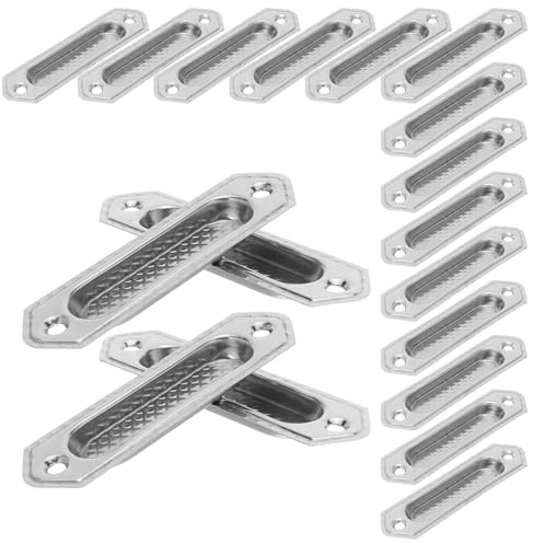 IWOWHERO 20 Tiradores Empotrados de Acero Inoxidable Pequeños para Armarios y Cajones, Manijas Empotradas Rectangulares Modernas para Puertas Correderas y Muebles de Cocina,