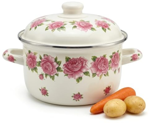 Cast Iron Dutch Oven with Lid, Enamelled Casserole Dish for Bread Roasting Braising Stews, Cooking Pot for Home Use, Color to 2, Style to 2