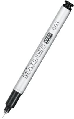 COPIC Multiliner SP 0,03 mm, Black, Aluminium Fineliner mit einer feinen Spitze und wasserbeständiger Pigmenttinte