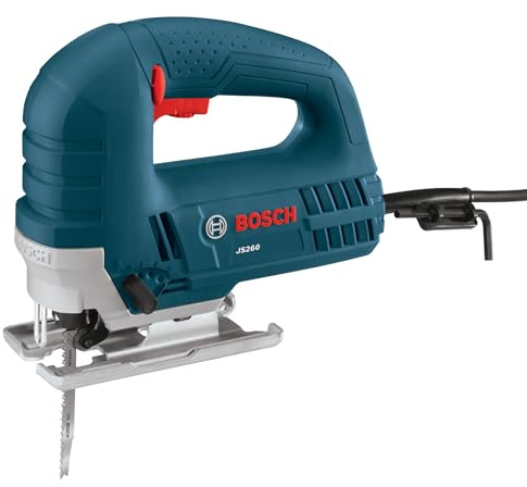 BOSCH JS260 Top-Handle Jig Saw - 6.0 Amp Motor, Variable Speed Control, Low-Vibration Plunging Design, Toolless Blade Change System - Ideal for Accurate and Smooth Cutting