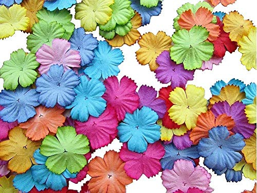 RATREE SHOP Fleurs 29 x 29 mm, Papier mûrier, Vert, Violet, Rose, Jaune, Orange, Bleu, Bleu Clair, Marron, Rose Vif, Rouge, 25x25 mm