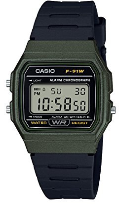 Casio F91W-1 Classic Resin Strap Digital Sport Watch, Green, Classic